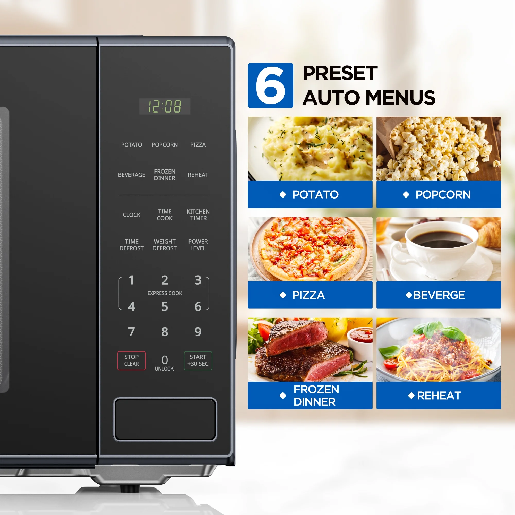 2.2 cu ft Countertop Microwave Oven, Black, New - Image 3