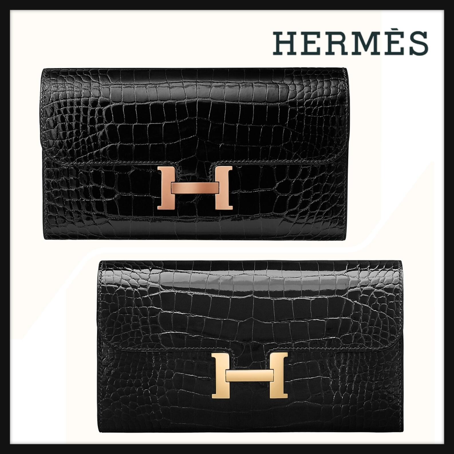 【HERMES】Constance long wallet アリゲーター ノワー財布