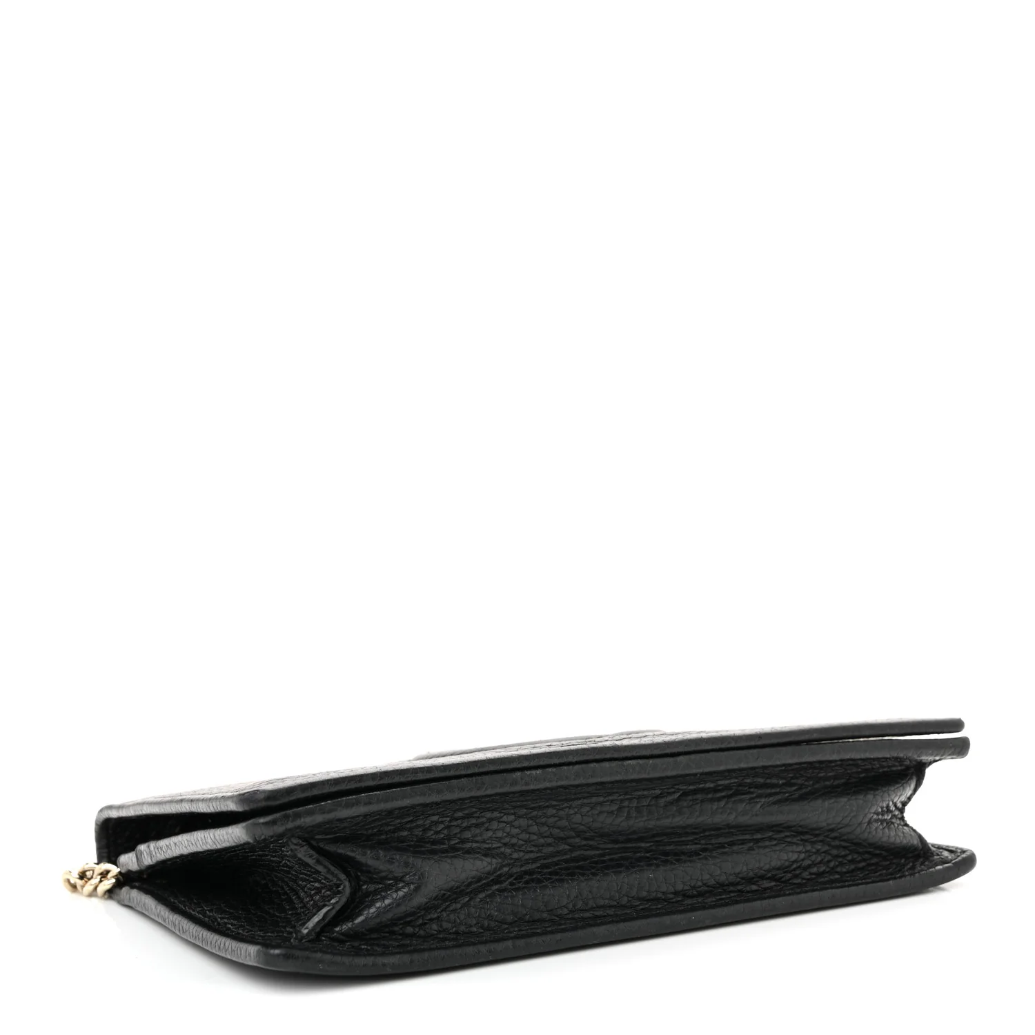Pebbled Calfskin Soho Wallet On Chain Black