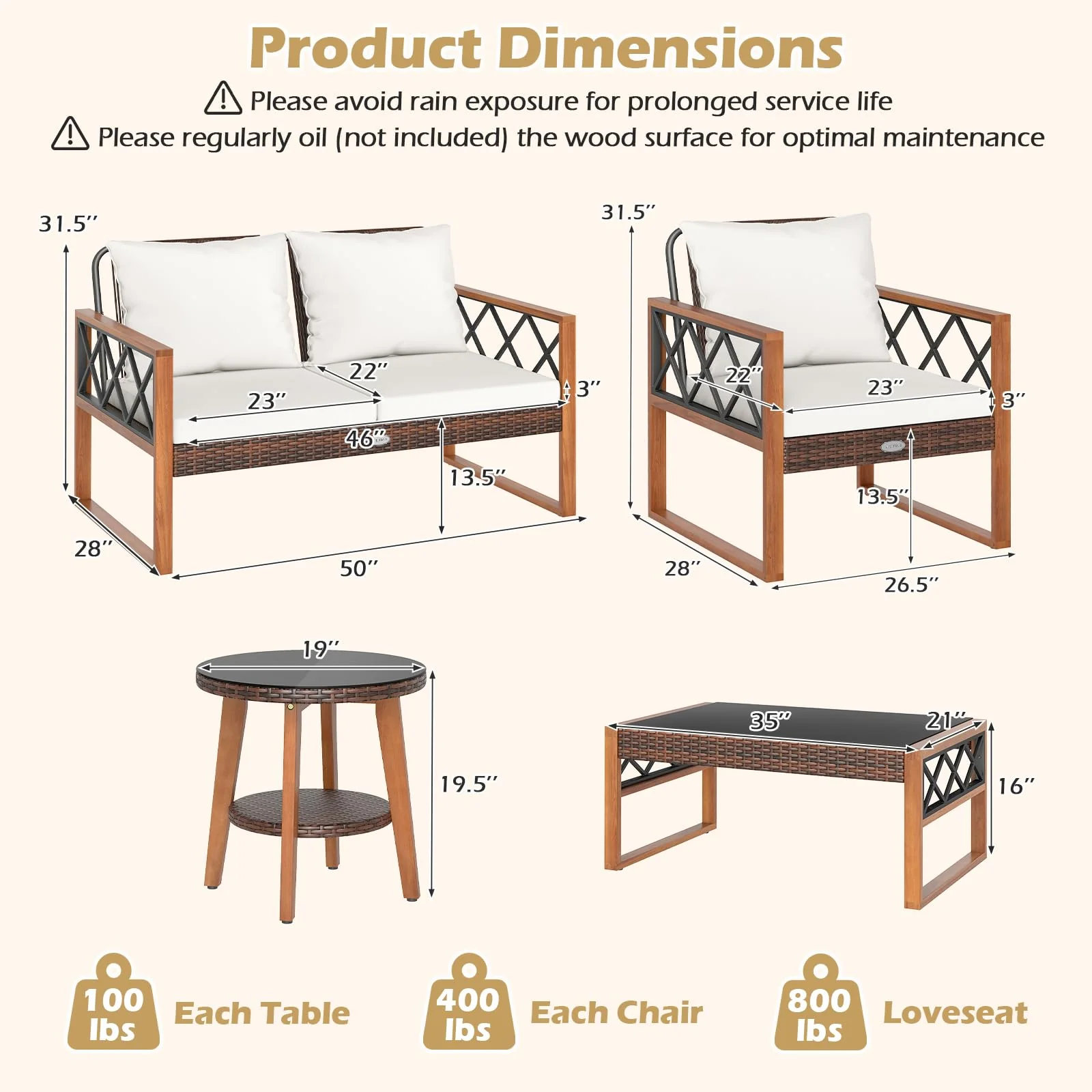 Tangkula 5 Pieces Wicker Patio Conversation Furniture Set