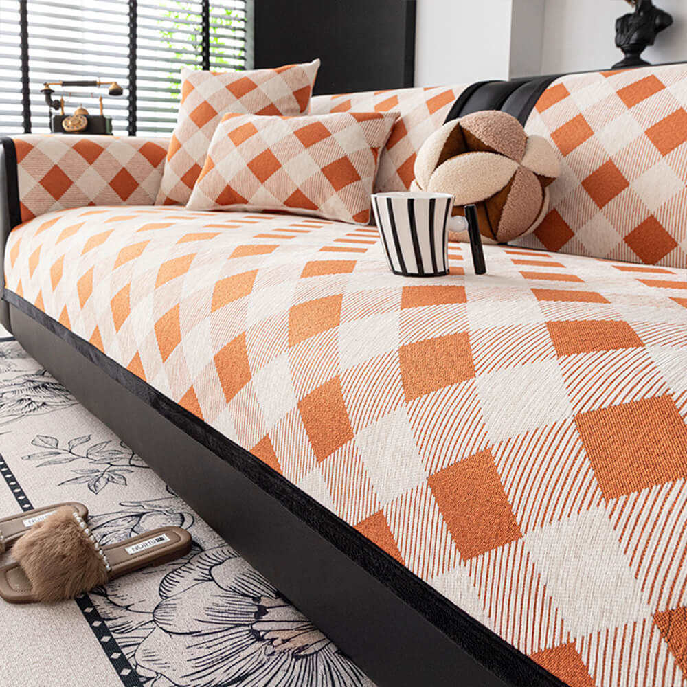 Diamond Chenille Scratch-resistant Sofa Protection Non-slip Couch Cover