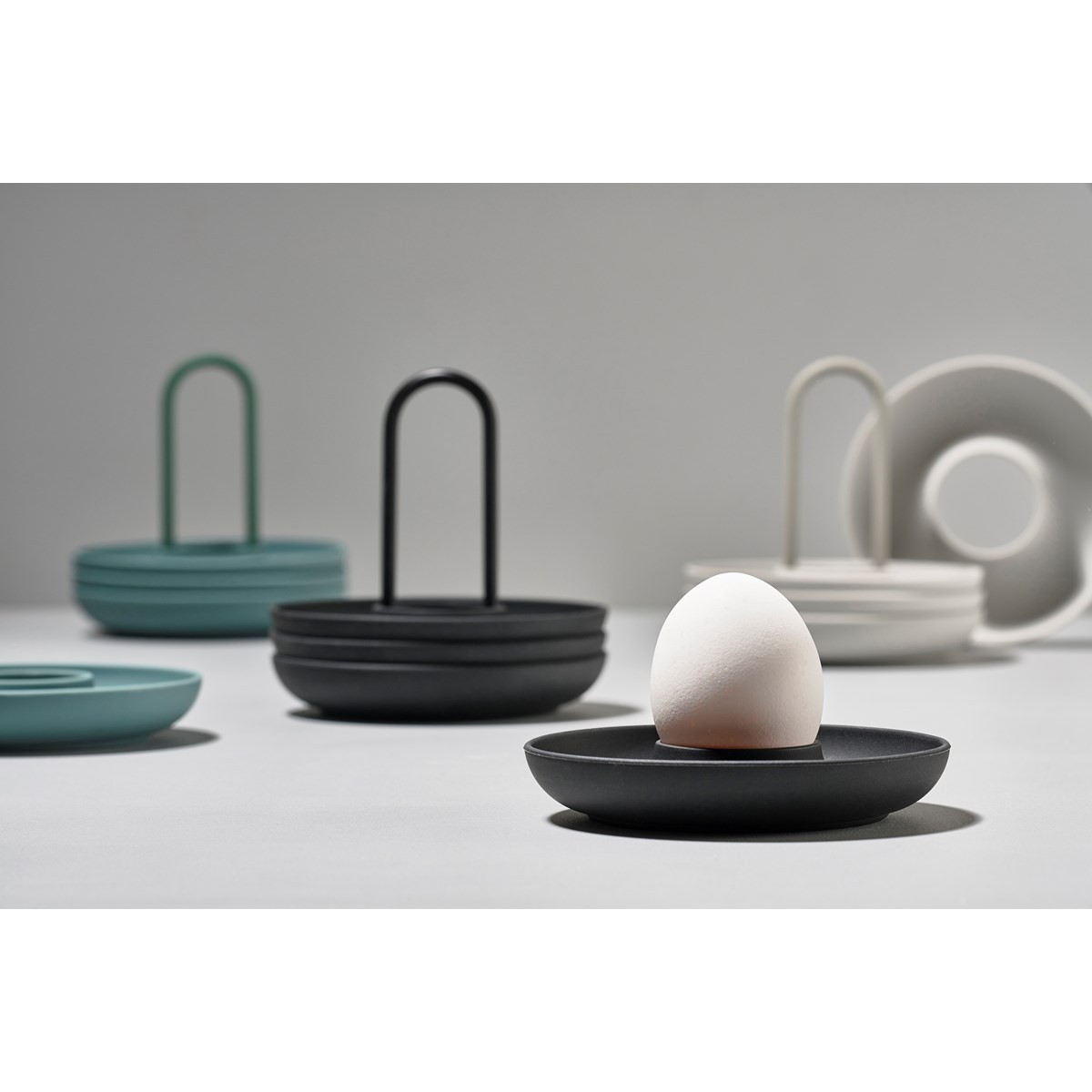 Eggeglass m/holder 4 stk grå