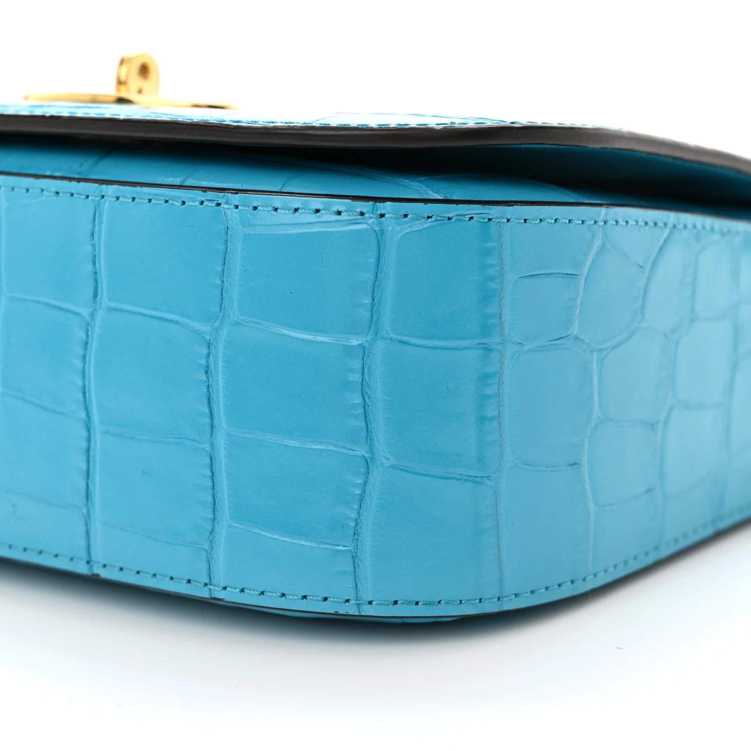Deep Calfskin Crocodile Embossed Small Darley Azure