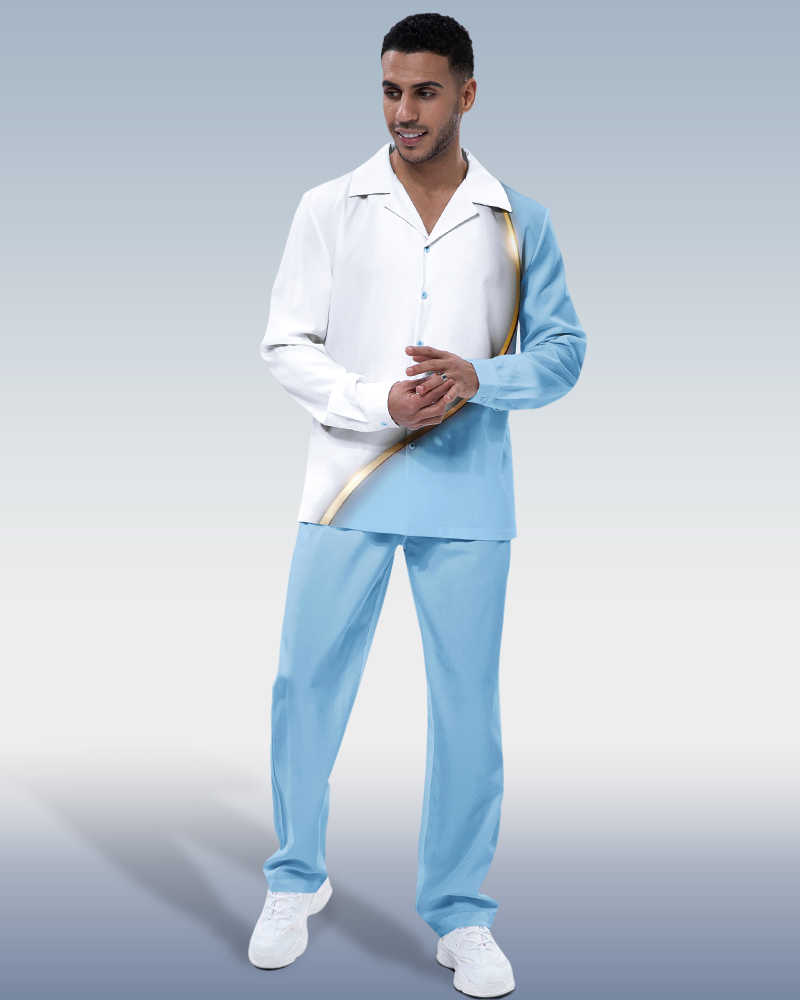 Combinaison de marche à manches longues bleues dégradées pour homme Suitmens