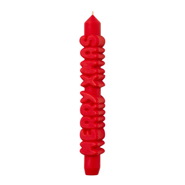 3D kronelys 23 cm MERRY XMAS rød