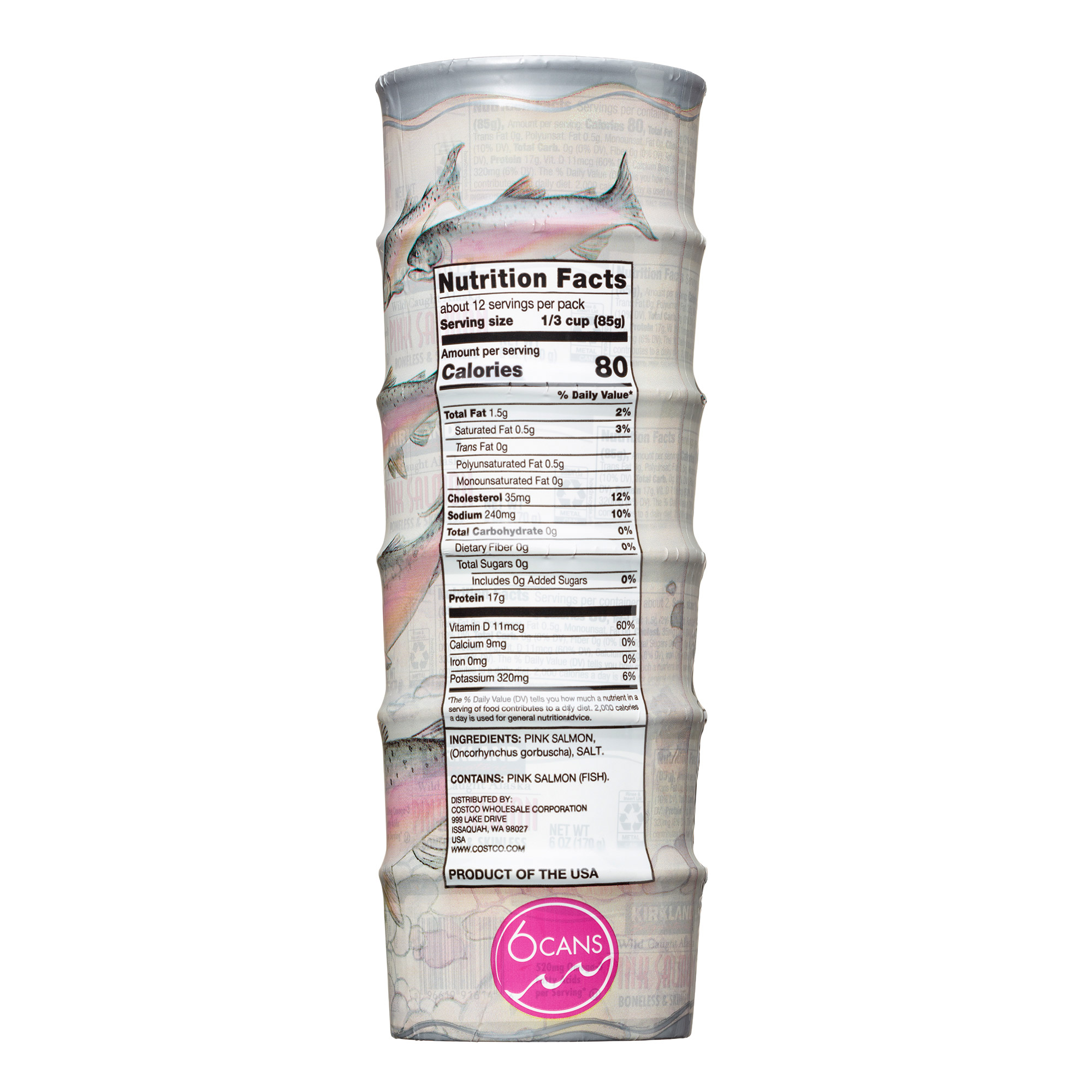 Kirkland Signature, Wild Alaskan Pink Salmon, 6 oz, 6 - Count