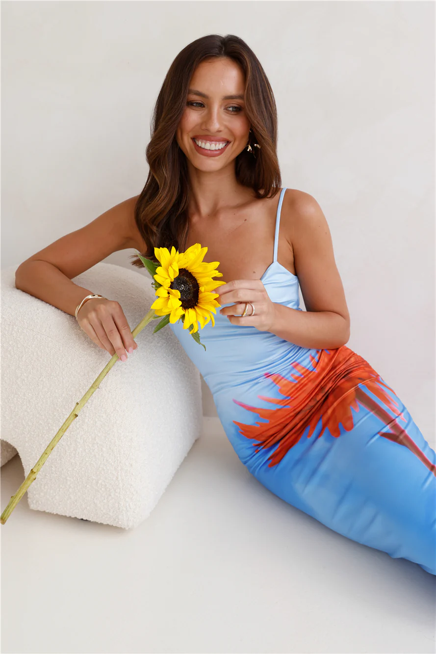 RUNAWAY Deia Midi Dress Orange Flower