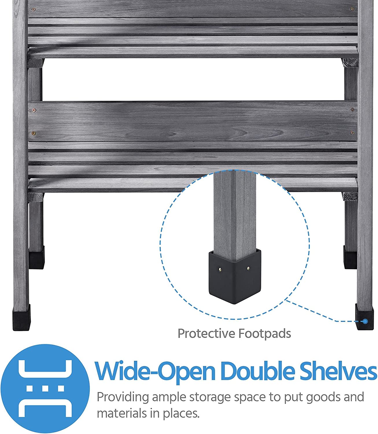Garden Potting Table Horticulture Potting Bench w/Storage Shelf W/Metal Tabletop w/Hook 3 Shelves Workstation Work Benches Station, Gray - Image 9