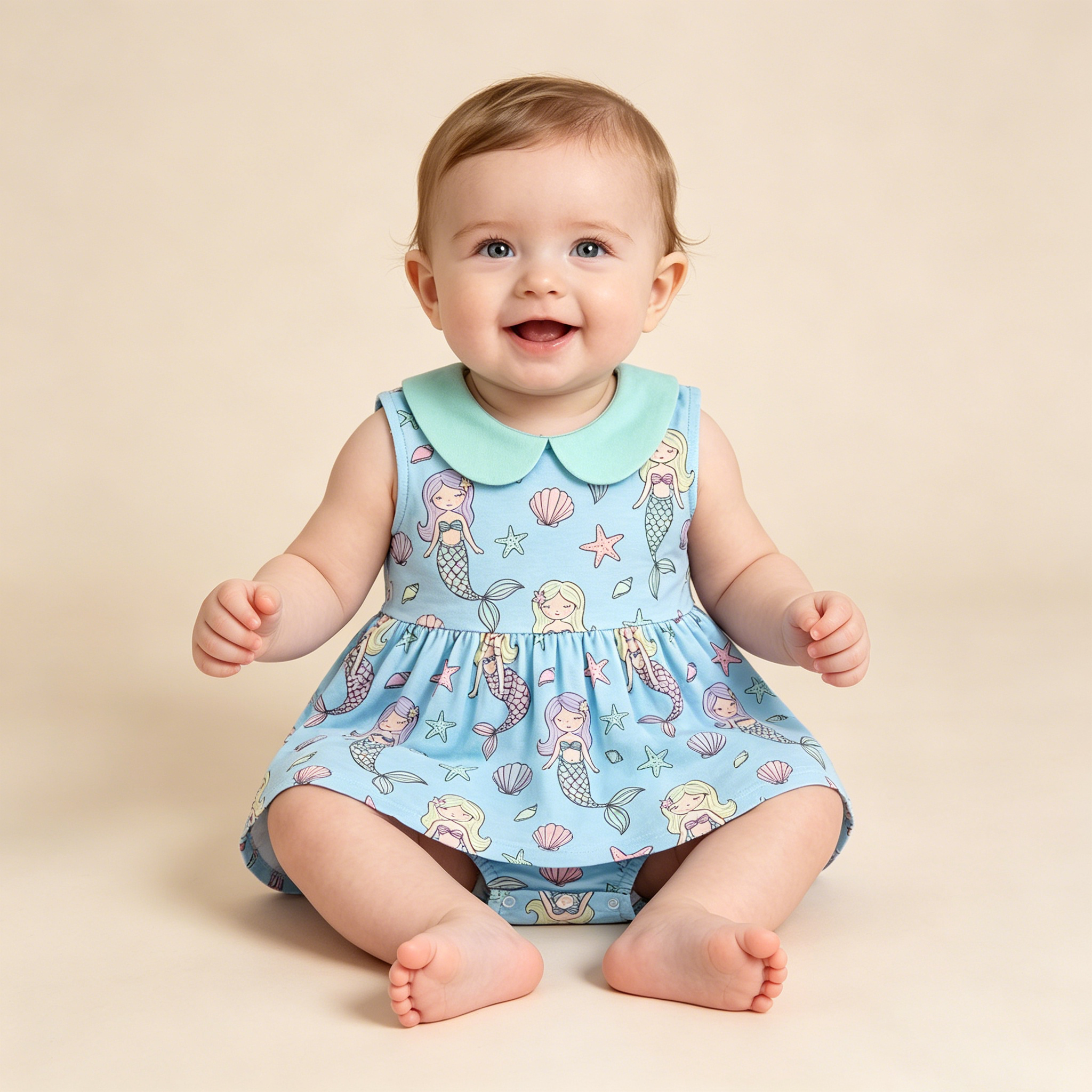 Fashion Trendy Blue Pink Color Cute Daisy Pattern Snap Button Design Baby Girl Romper Dress Jumpsuit Outdoor Picnic Photo Shoot