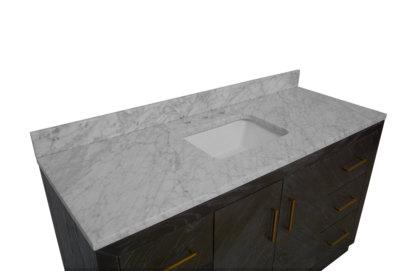 Peyton 60" Single Bathroom Vanity with Gray Oak Cabinet and Carrara Marble Top(Gray Oak)