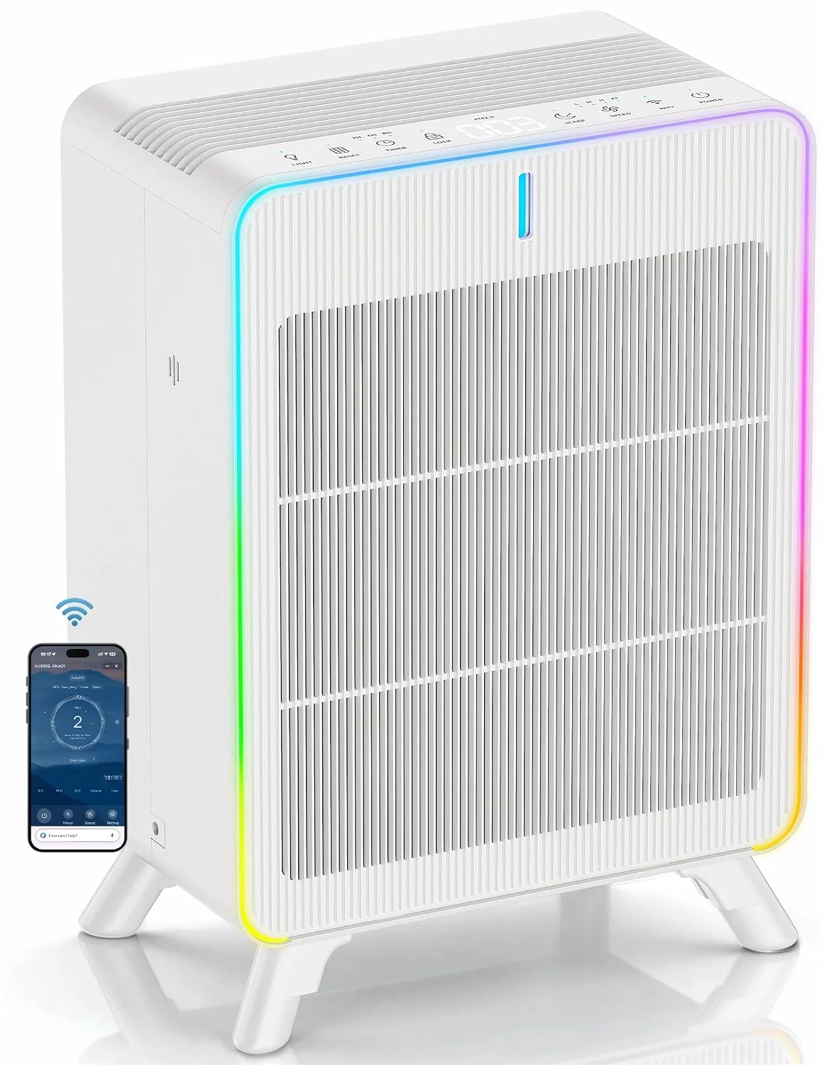 Smart WiFi Air Purifiers for Home Large Room Up to 2450 Ft², White
