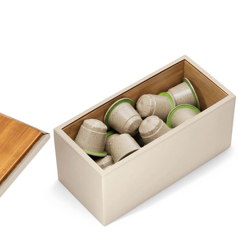 Kapselholder etui til 20 kaffekapsler beige