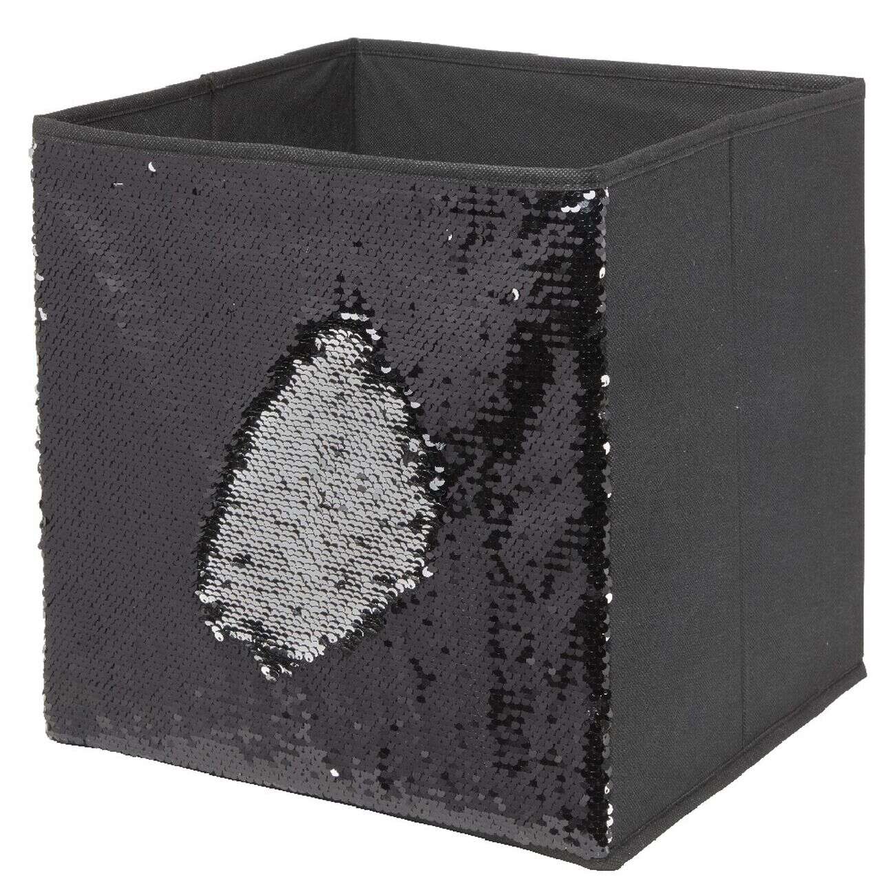 Panière Box Cube 31x29x31cm sequin noir