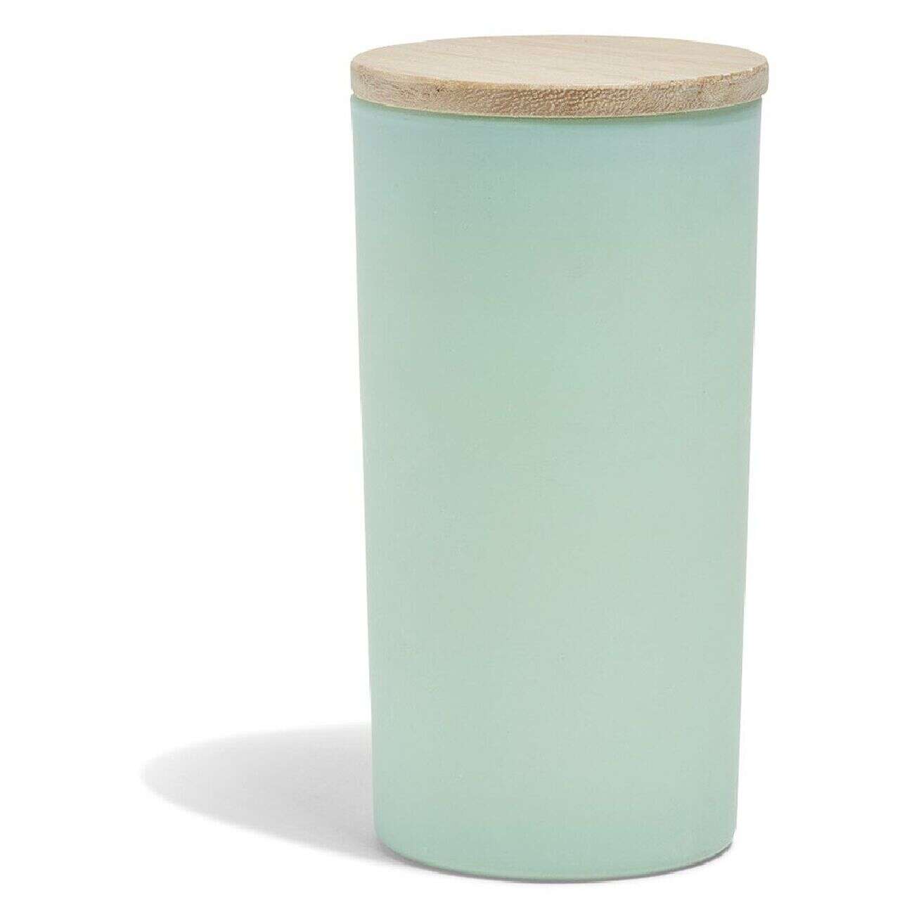 Bougie citronnelle couvercle bois verre vert Ø8xH15cm