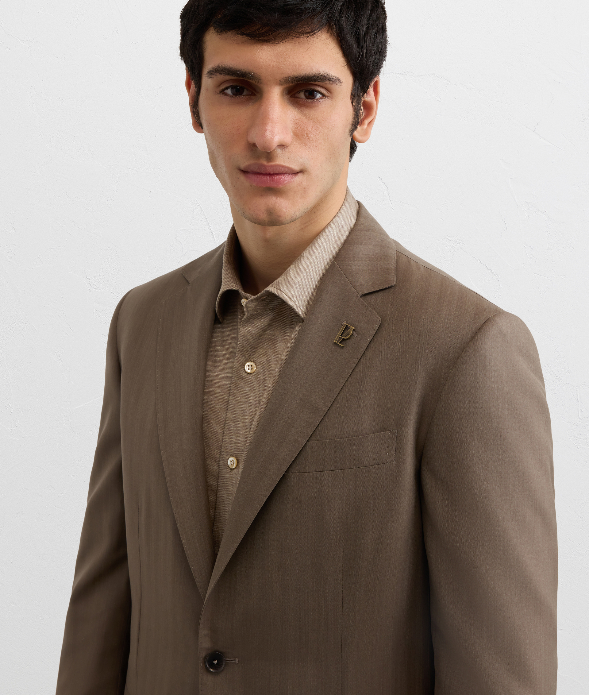 LIGHT BROWN WOOL AND SILK VICENZA LINE DRESS
