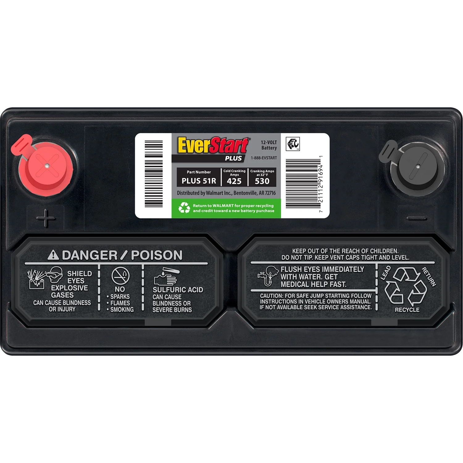 Plus Lead Acid Automotive Battery, Group Size 51R 12 Volt, 425 CCA - Image 5