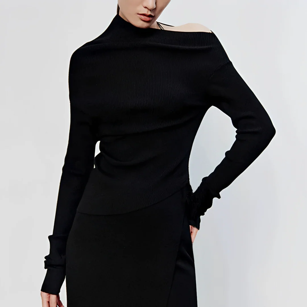 Larissa - Top Asymétrique à Manches Longues