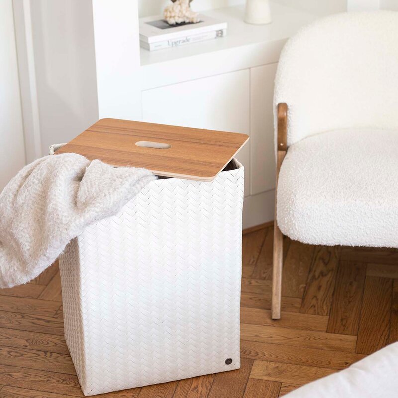 Grand superb skittentøyskurv m/lokk 44x31x60 cm champagne
