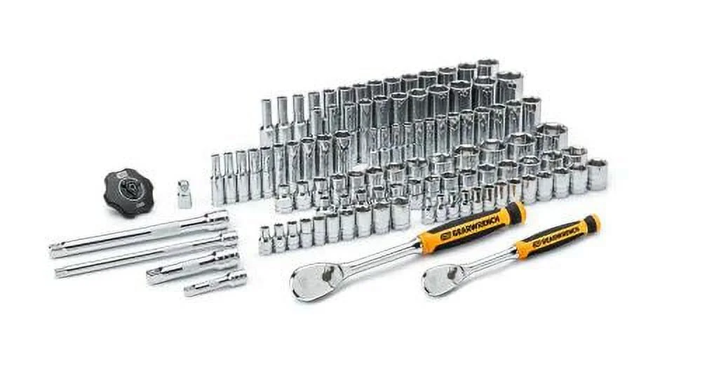 GEARWRENCH 1/4 in. and 3/8 in. Drive 6-Point Standard  Deep SAE/Metric 90-Tooth Ratchet and Socket Mechanics Tool Set (106-Piece)