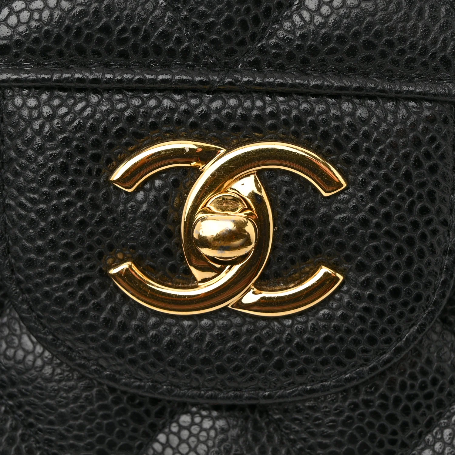 Caviar Quilted Jumbo Double Flap Black