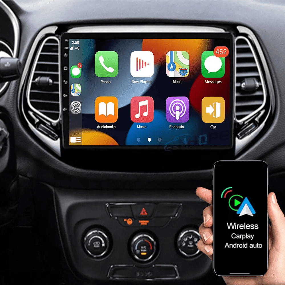 2+32G Car Stereo Radio for Jeep Compass 2017-2019, Support Wireless Carplay Android Auto 9" Touch Screen Android 13 Bluetooth GPS Navigation Car Player Radio(2+32GB) - Image 6