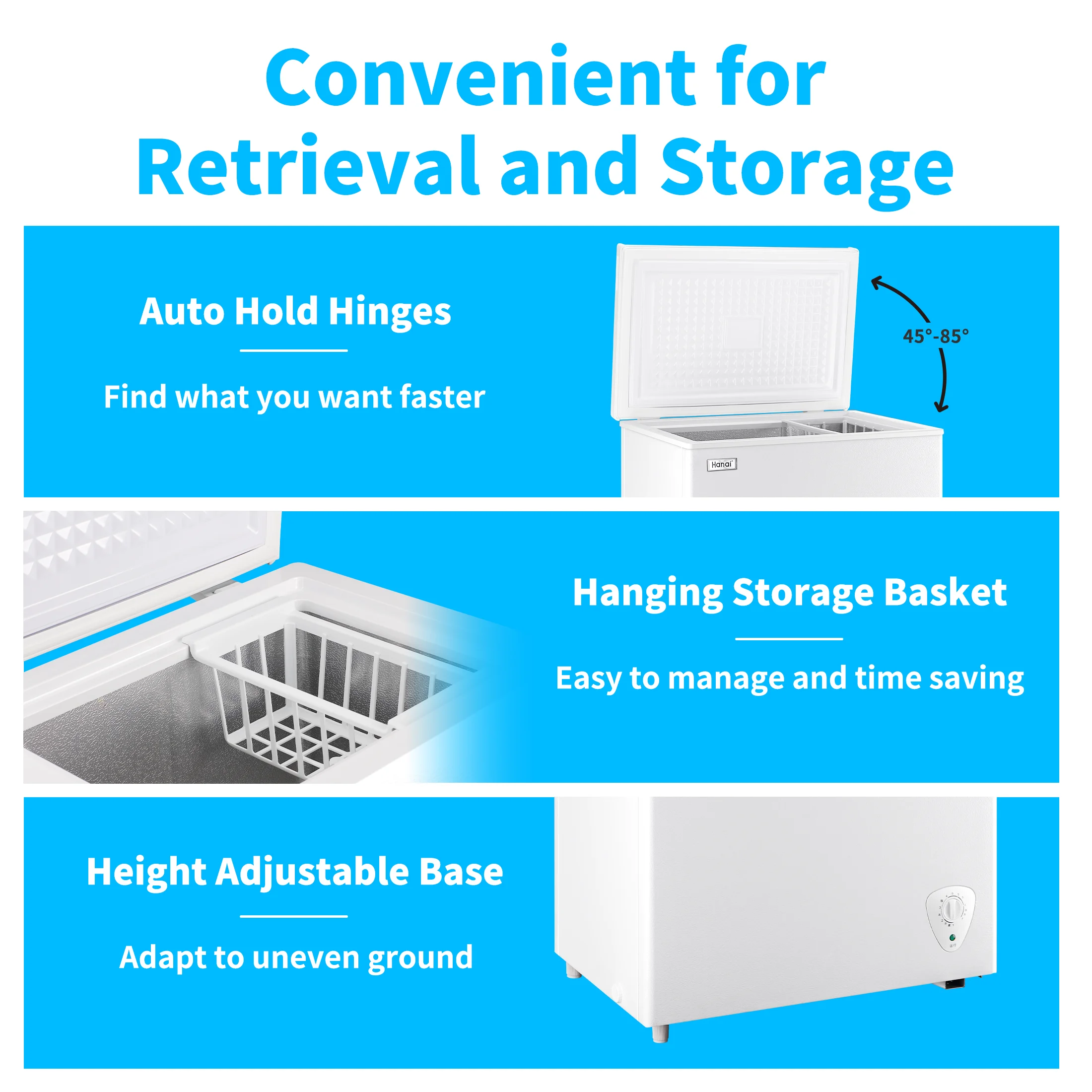 3.5 Cu.ft,Chest Freezer,Deep Freezer,Removable Storage Basket Freezer,White - Image 4