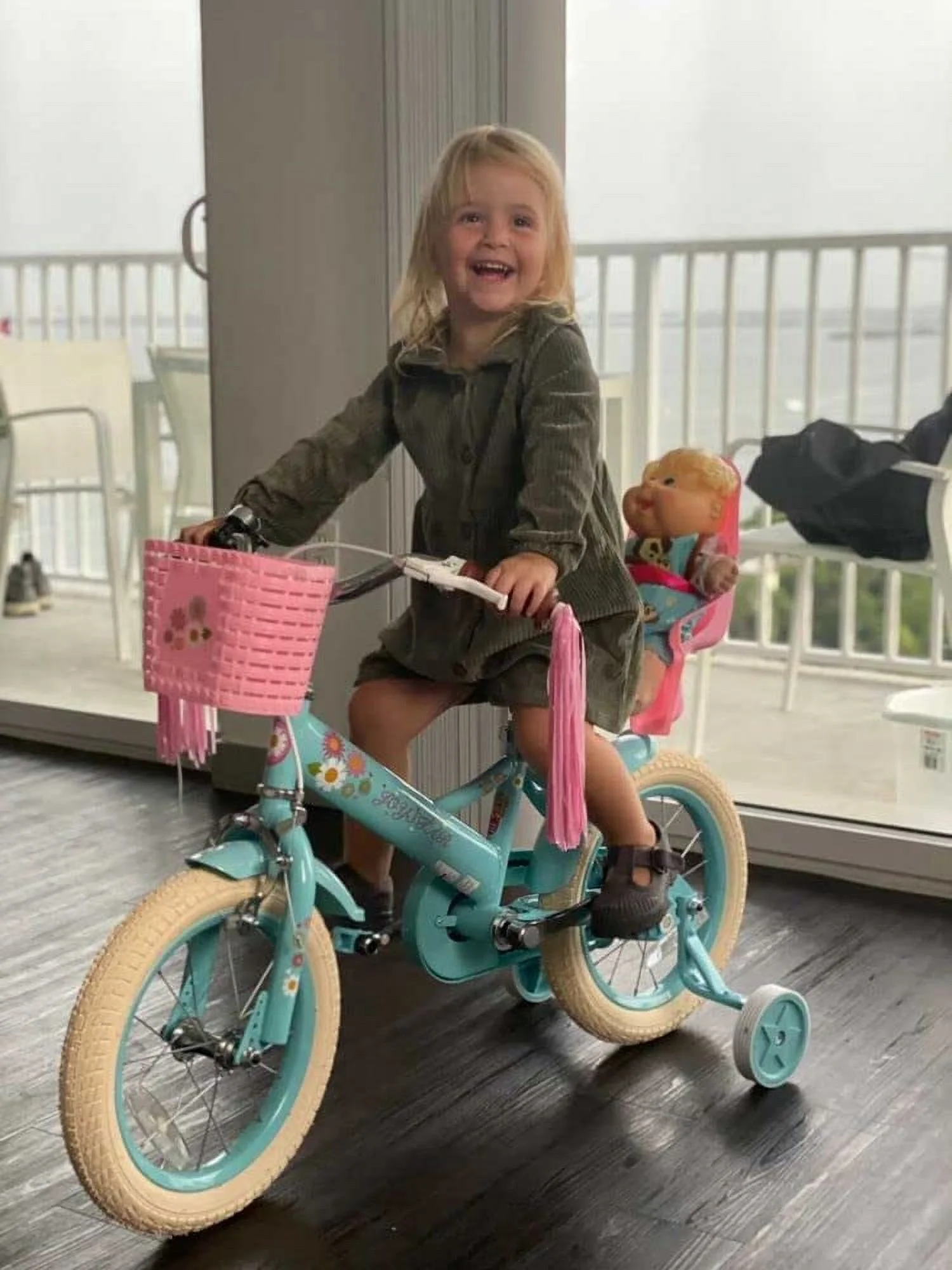 Little Daisy 14 Inch Kids Bike for 3 4 5 Years Girls with Handbrake Children Princess Bicycle with Training Wheels Basket Streamer Toddler Cycle Bikes Blue(Blue/14") - Image 5