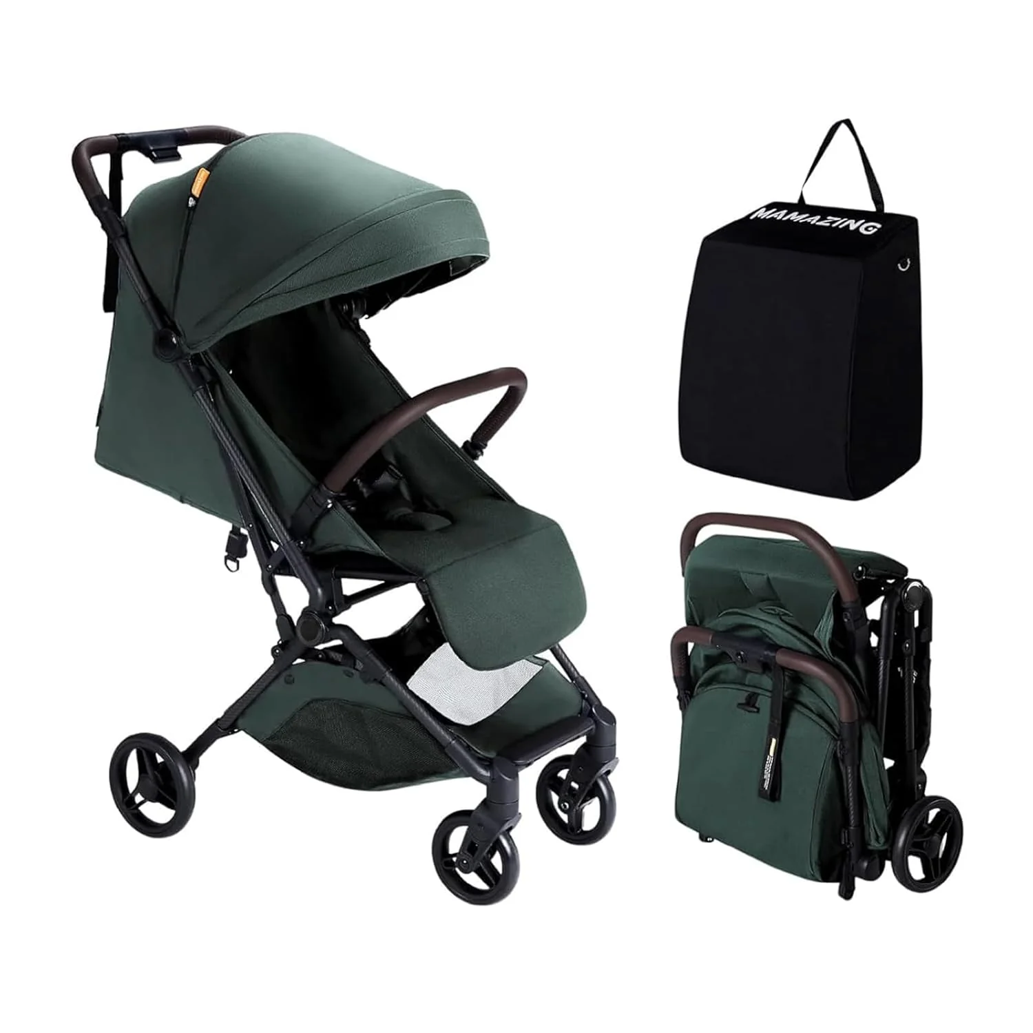 Poussette de voyage légère MAMAZING pour bébé avec cadre en fibre de carbone, compacte et adaptée aux voyages en avion