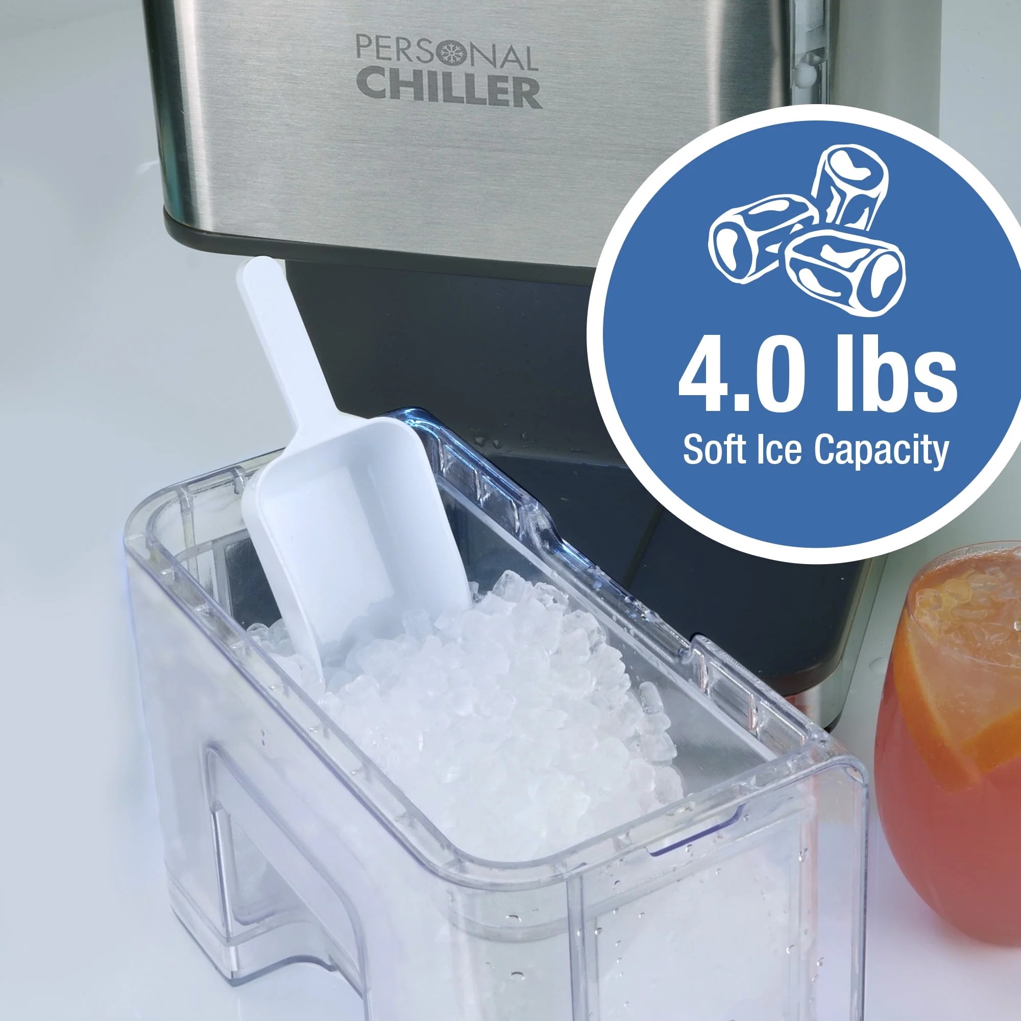 Personal Chiller Portable Countertop Ice Maker, Ice Nuggets, Stainless Steel Image 5