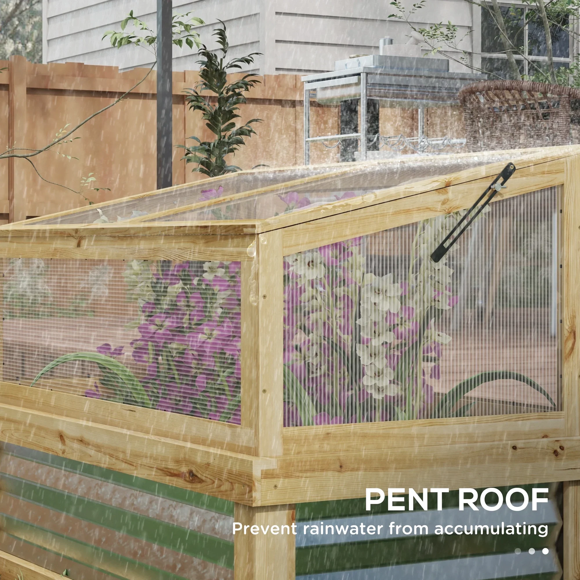 Outsunny Raised Garden Bed with Wooden Cold Frame, 41 x 22.5 x 28.25
