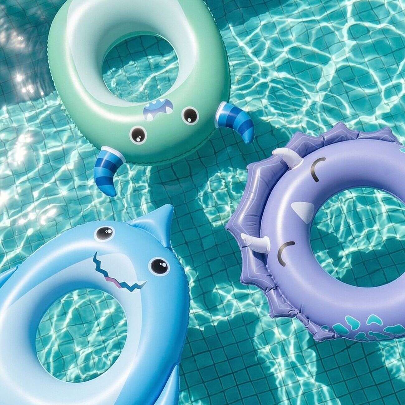 Bouée gonflable monstre Squichy plastique vert 61x79cm