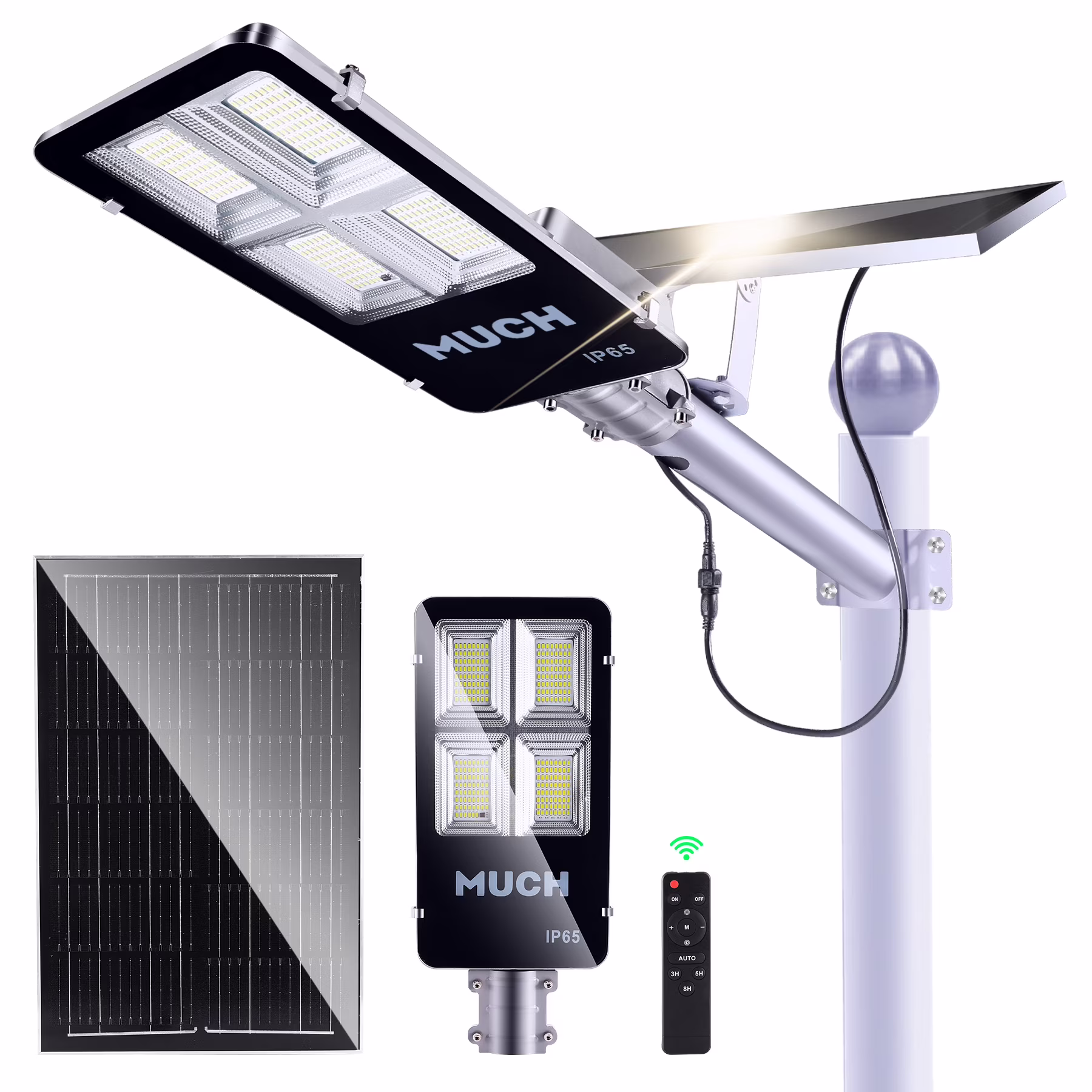 3000W Solar Parking Lot Lights ,20000mah Dusk to Dawn Solar Street Light with Remote Control,IP65 Waterproof Solar Street Light for Streets, Gardens, Pathways, Poles, and Monitoring, Large Areas