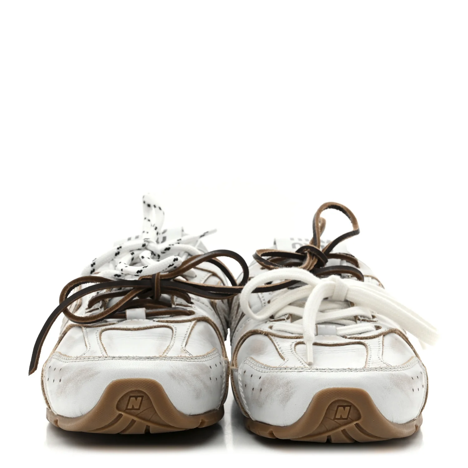 X NEW BALANCE Bleached Calfskin 530 SL Slip-On Sneakers Mules 39 White