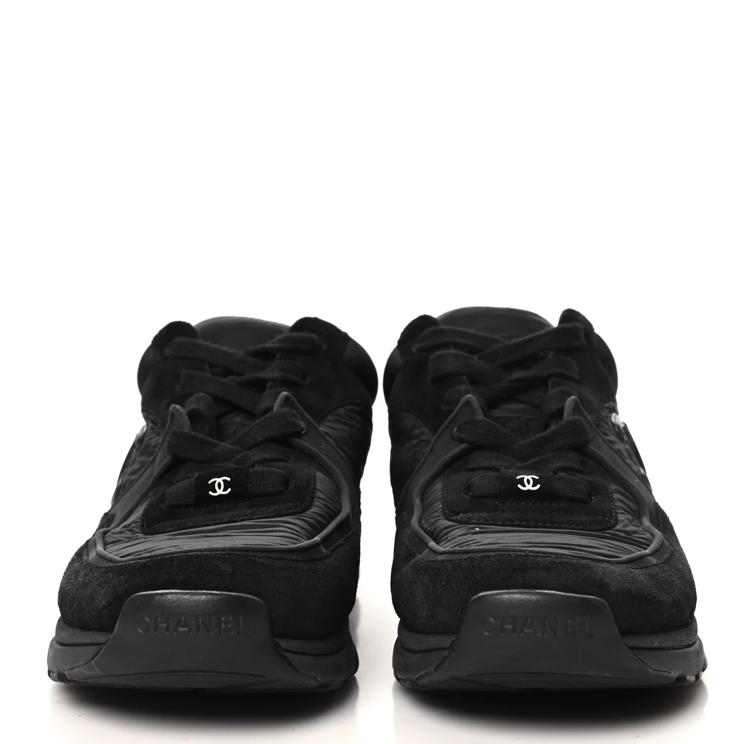 Nylon Calfskin Suede CC Sneakers 39 Black