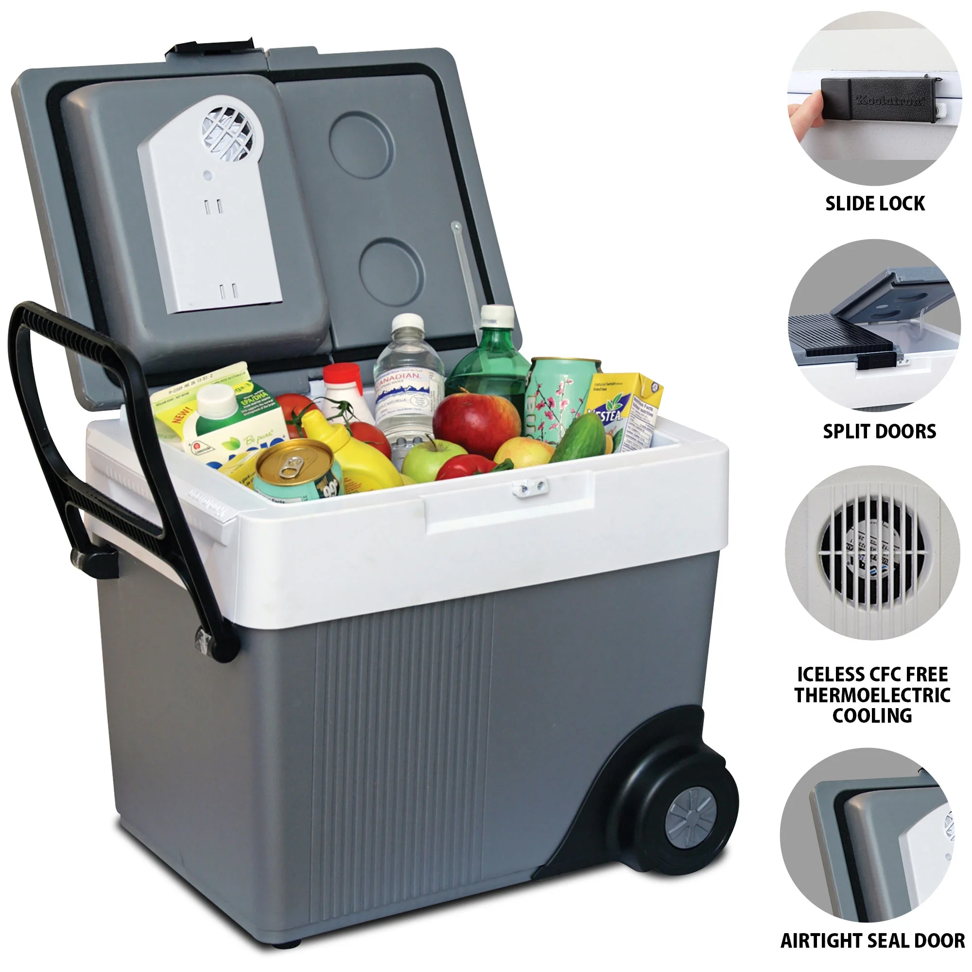 12V Wheeled Electric Cooler/Warmer 31L (33 qt), Gray - Image 6