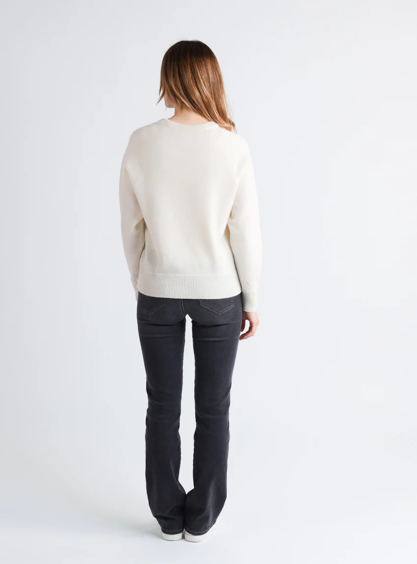 Pull femme laine et cachemire blanc crème