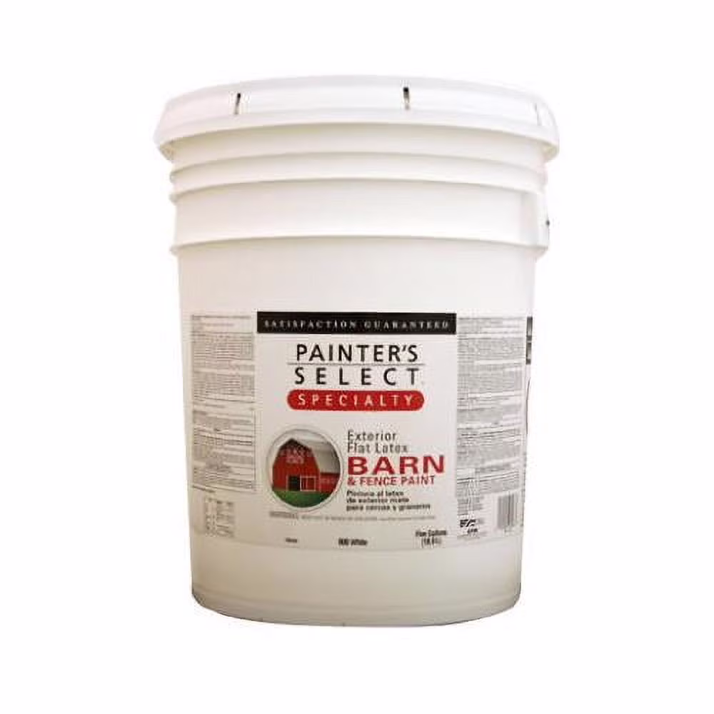 True Value Mfg 900 - 5G Barn & Fence Paint, Latex, Flat, White, 5 - Gals