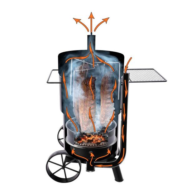 Bronco Pro Charcoal Drum Smoker and Grill in Orange with 366 sq in Cooking Space Image 8