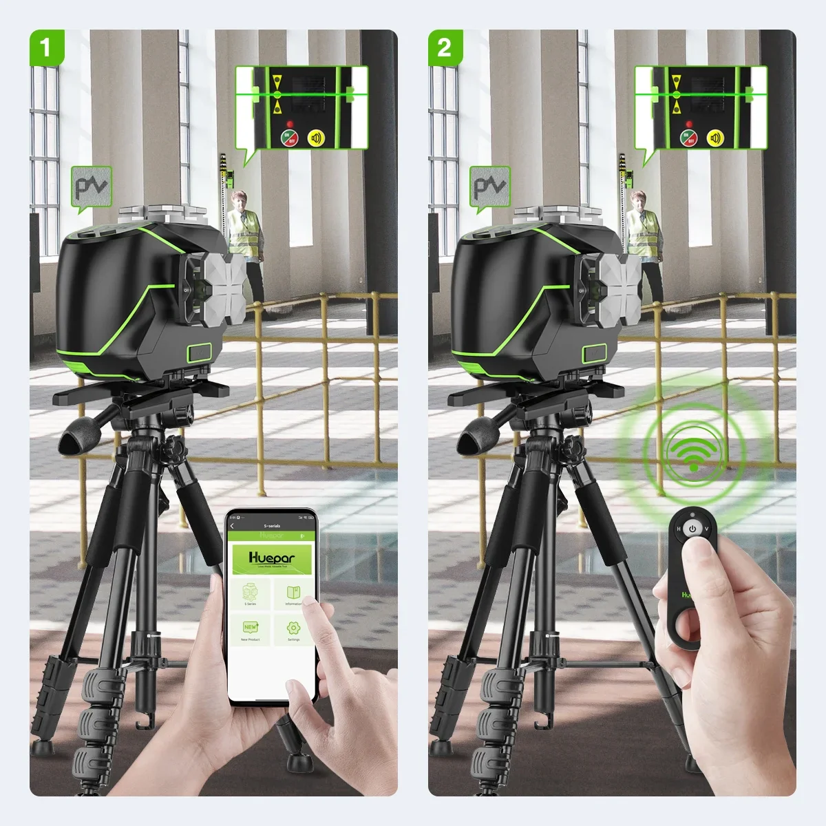 4D 16 Lines Self-Leveling Laser Level, 200Ft Green Beam 4 x 360° Cross Line Laser Level Tools with LCD Screen, Bluetooth and Magnetic Bracket