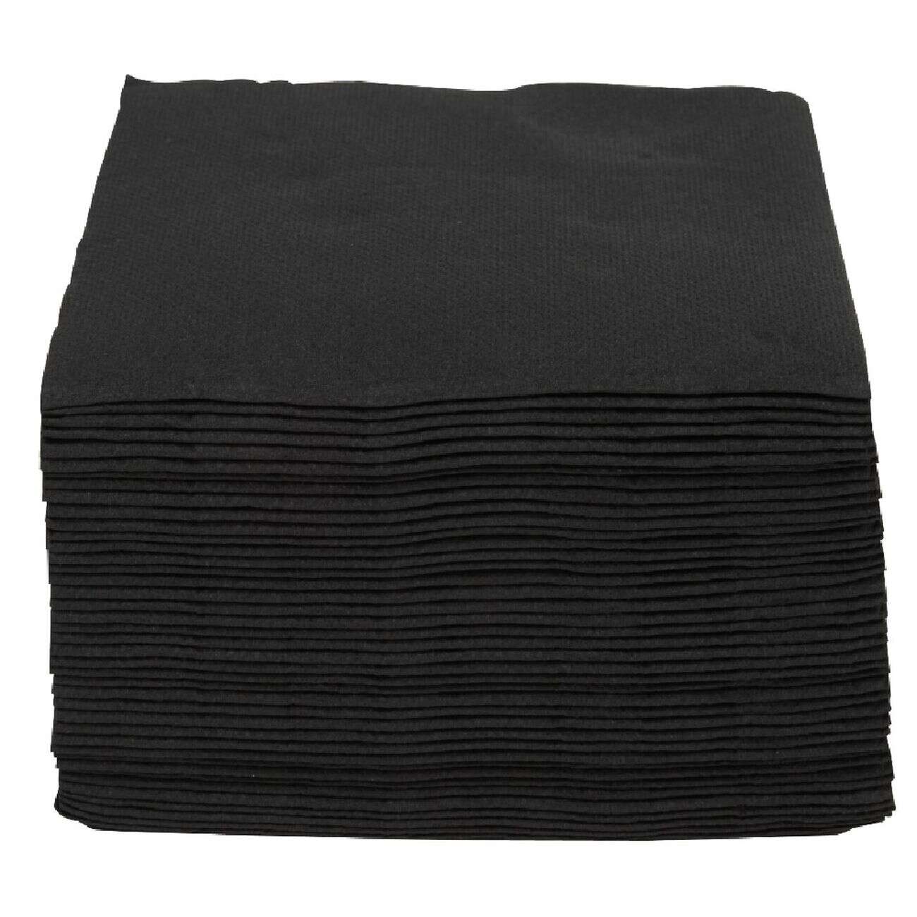 Serviette cocktail carrée noire Tex Touch 2 plis en papier x40