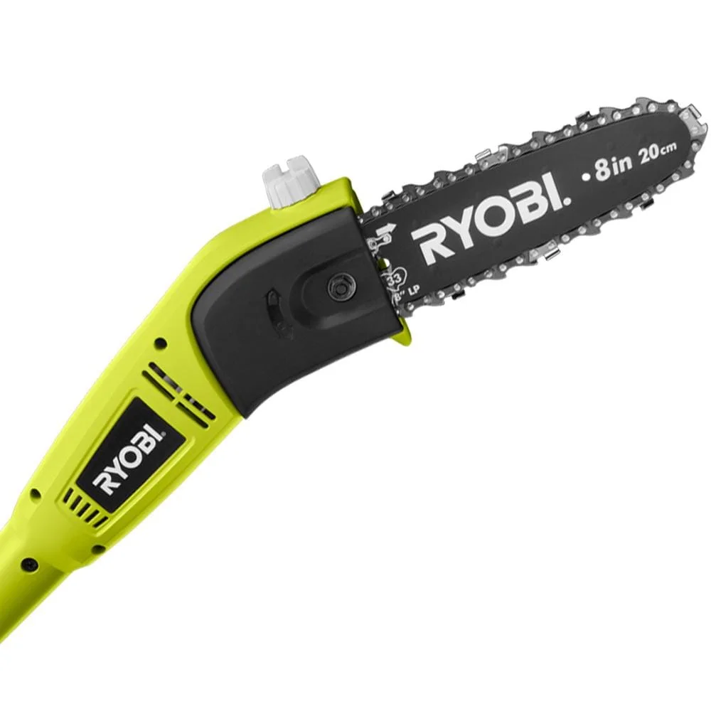Ryobi Pole Chainsaw Pruner 8 in. Bar 6 Amp Corded Electric Chain Saw Pruner Angled Head RY43160A