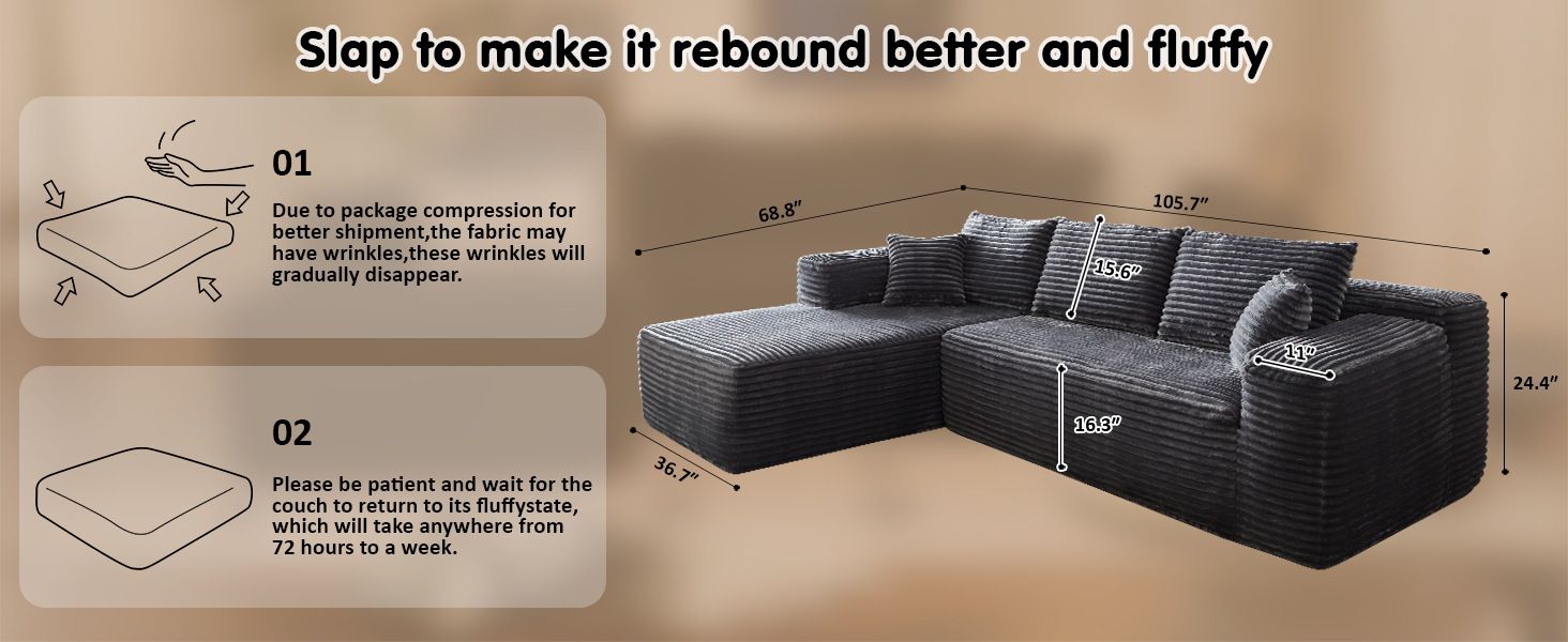 Cloud Sectional Couch with L-Shape Chaise