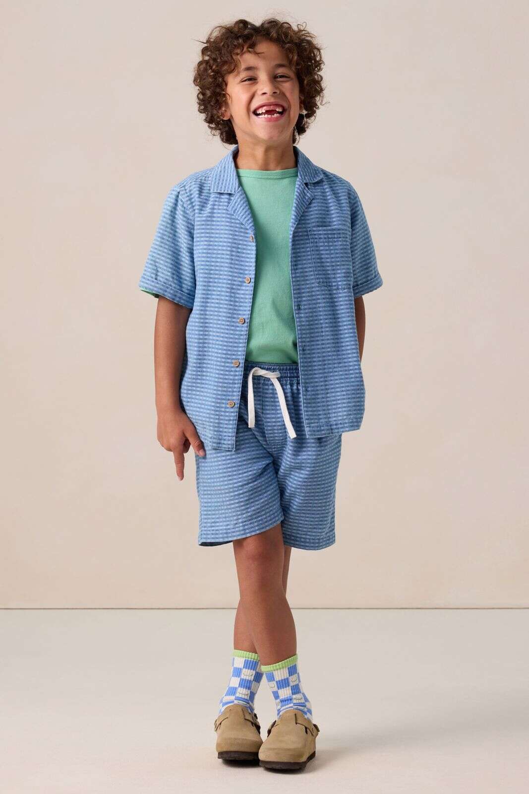 Blauw denim geruit overhemd