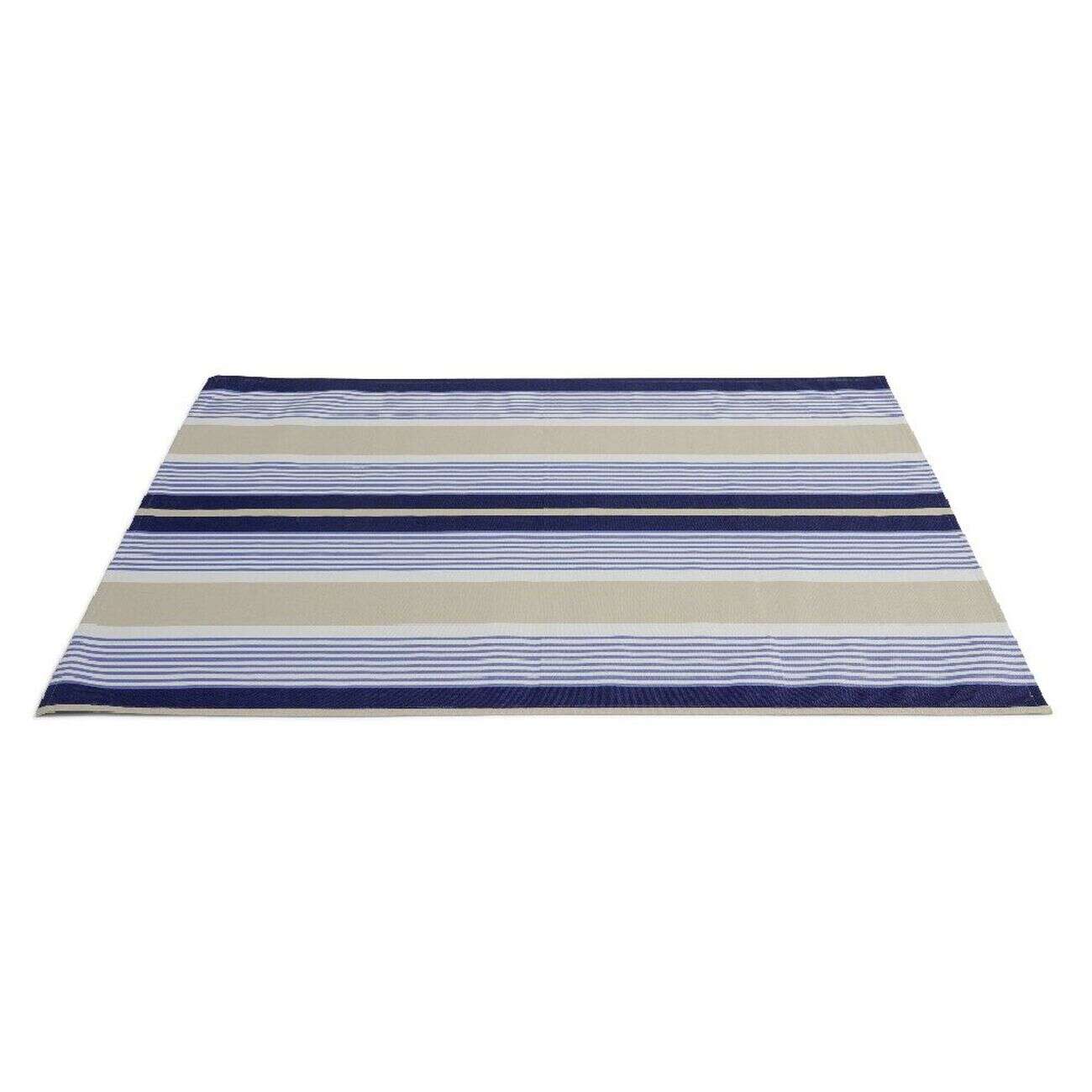 Tapis de jardin rayure bayadère antidérapant bleu et beige