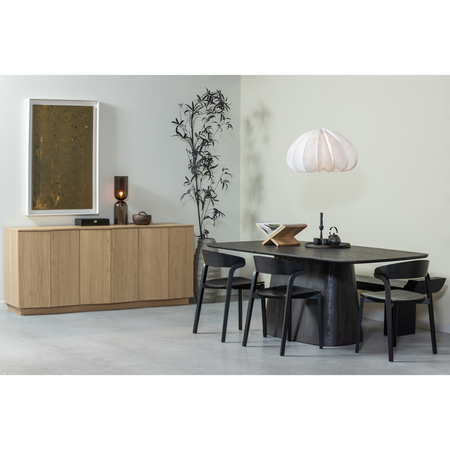 WOOOD Zuma dressoir - Push-To-Open - Eiken - Transparant - 85x22x45