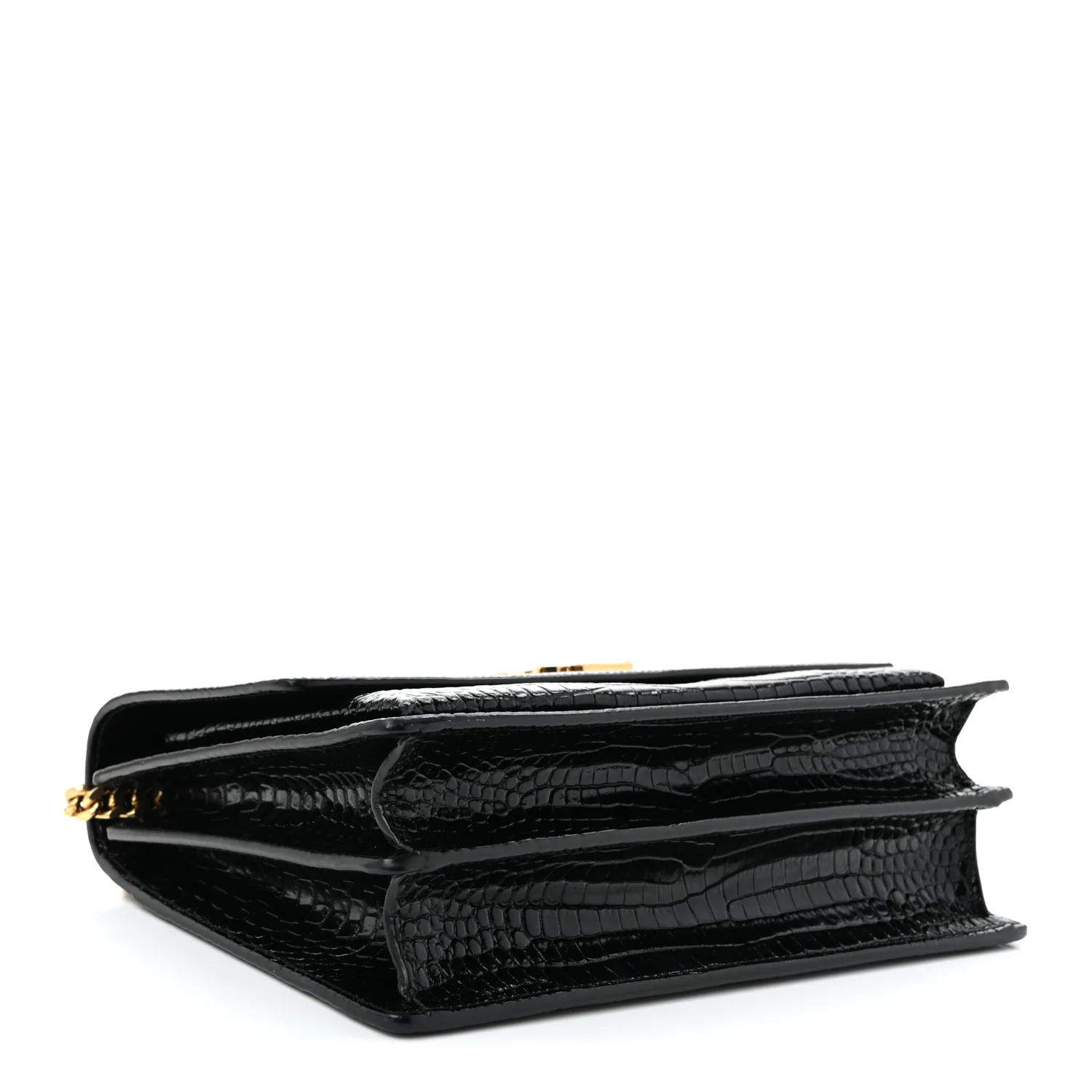 Calfskin Crocodile Embossed Large Monogram Sunset Black