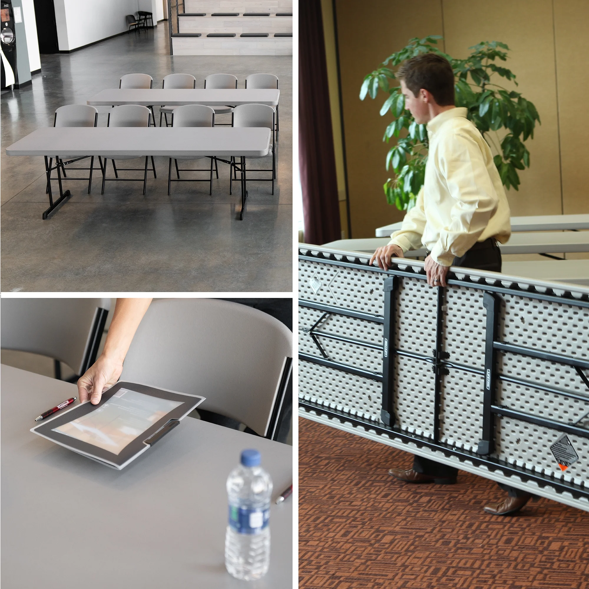 8 ft. Rectangle Folding Table, Indoor/Outdoor Professional Grade, Putty Set of 4 (480127) - Image 7
