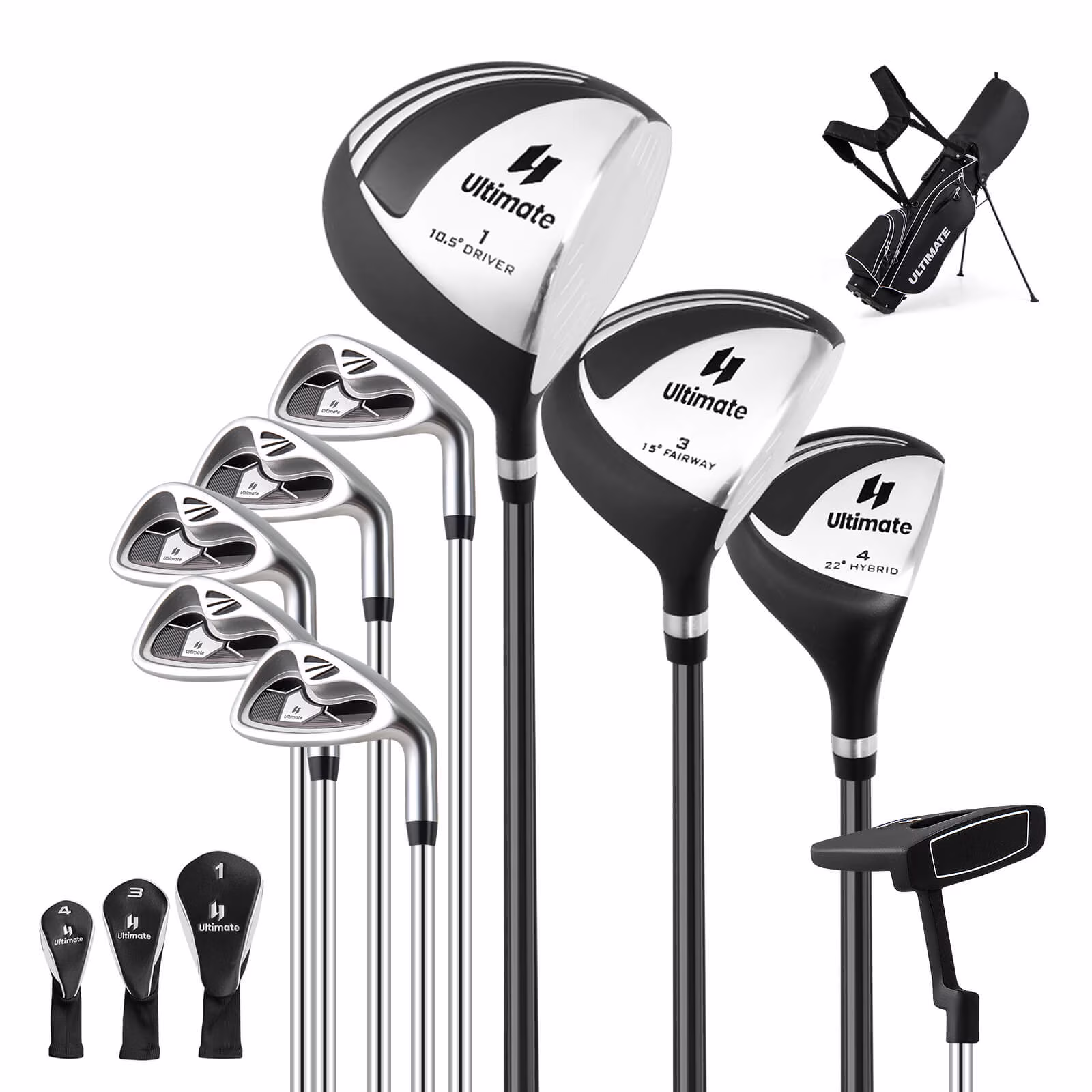 Men's Complete Golf Clubs Package Set 10 Pieces Includes Alloy Driver(White/Blue) - Image 3