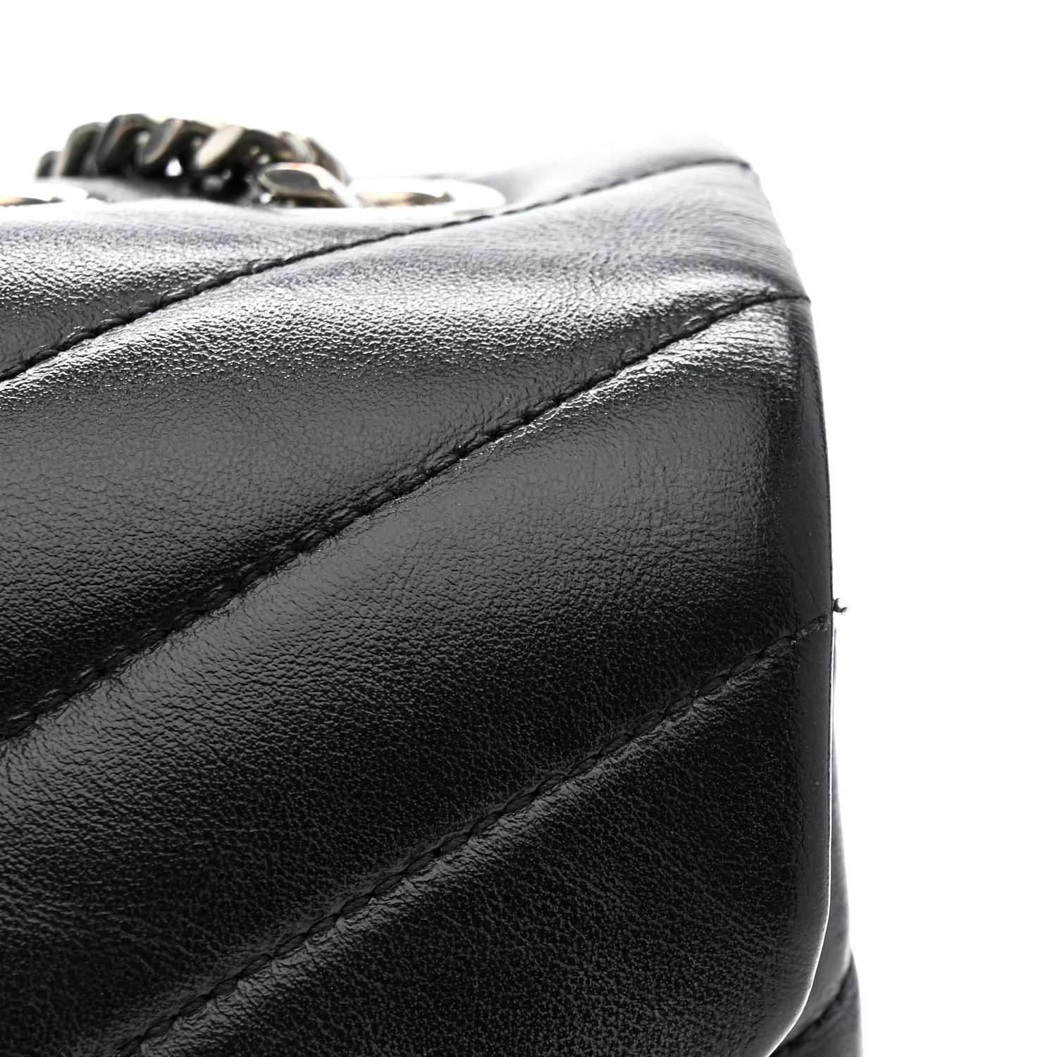Calfskin Y Quilted Monogram Medium Loulou Chain Satchel Black