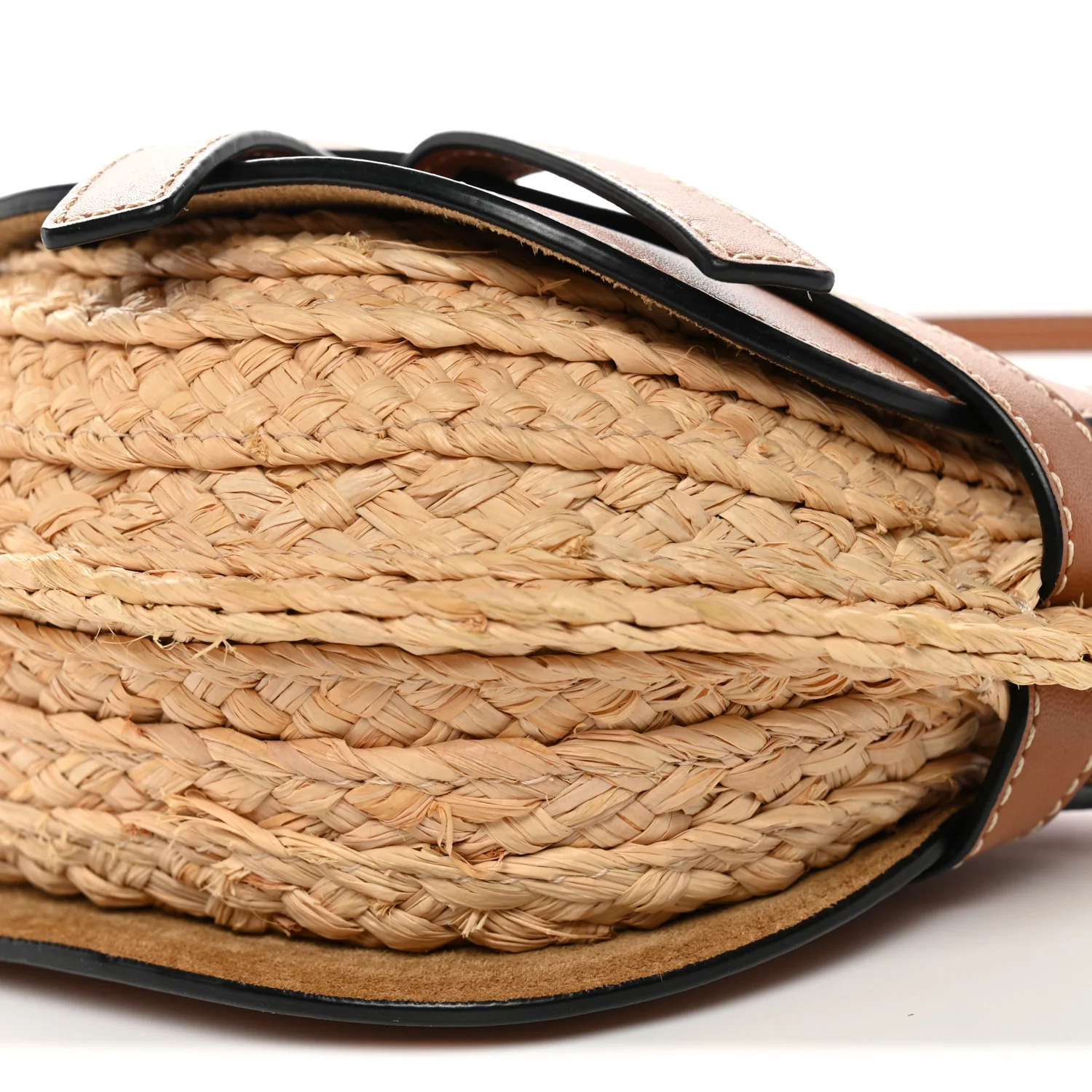 Calfskin Raffia Mini Gate Crossbody Bag Natural Tan